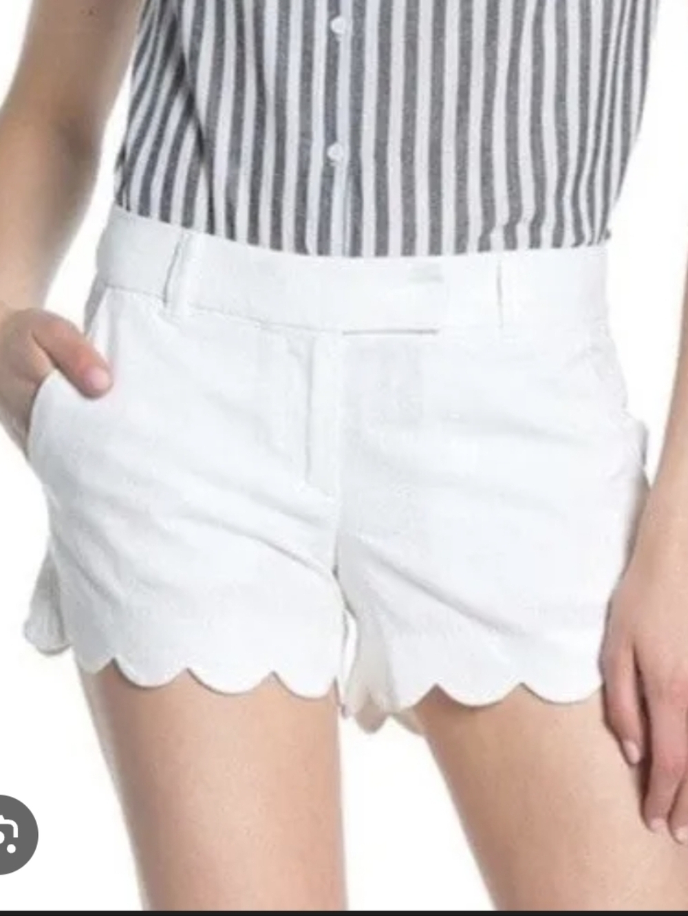 NWT J. Crew White Scalloped Hem Mid-Rise Shorts...Size:8